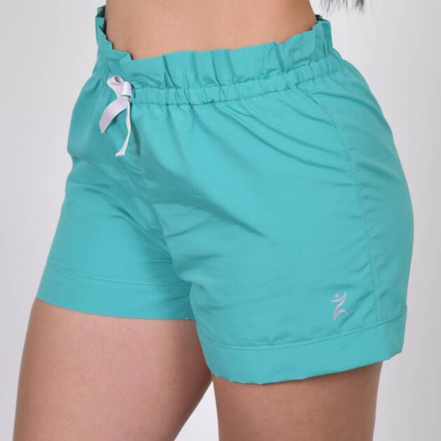 Short Pretina Corrugada Turquesa